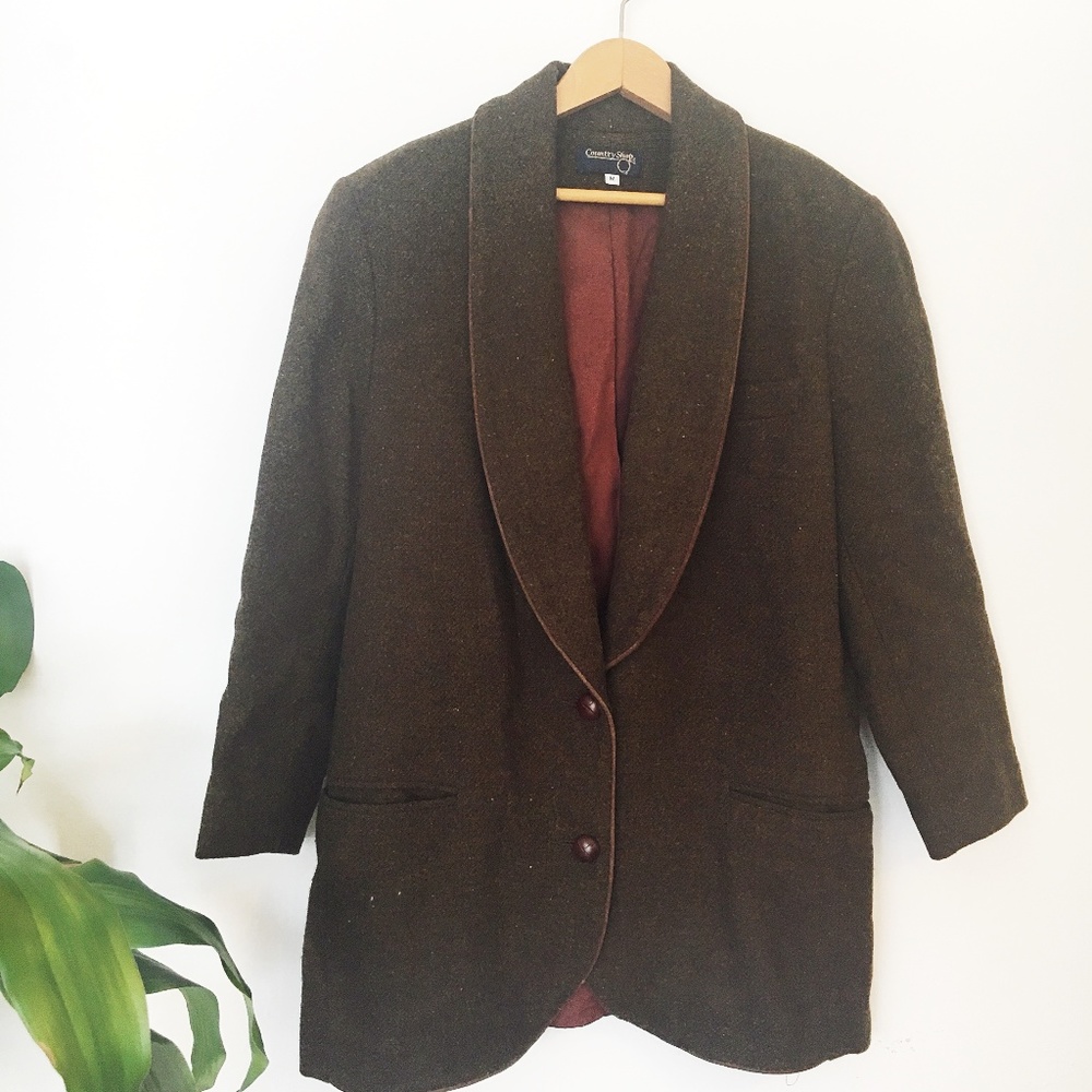 Vintage | 100% Wool Green/Brown Two-Button Blazer